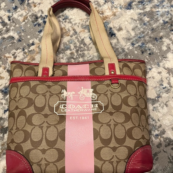 Pink,  canvas authentic coach tote - Picture 1 of 1